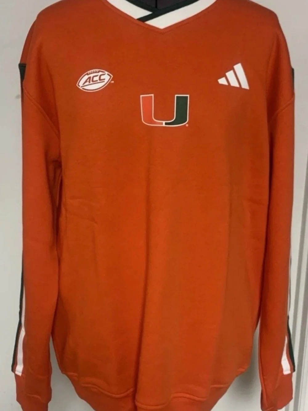 Adidas Miami Hurricanes Crewneck Sweatshirt XL NWT Orange NCAA